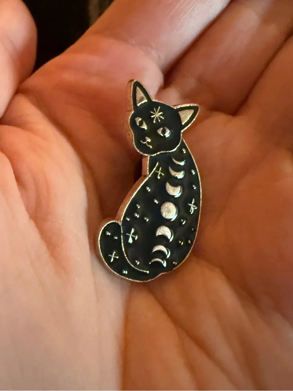Black Cat Enamel Pin Moon Phases Kitty Stars Kitten Brooch Cat Lady Gift New